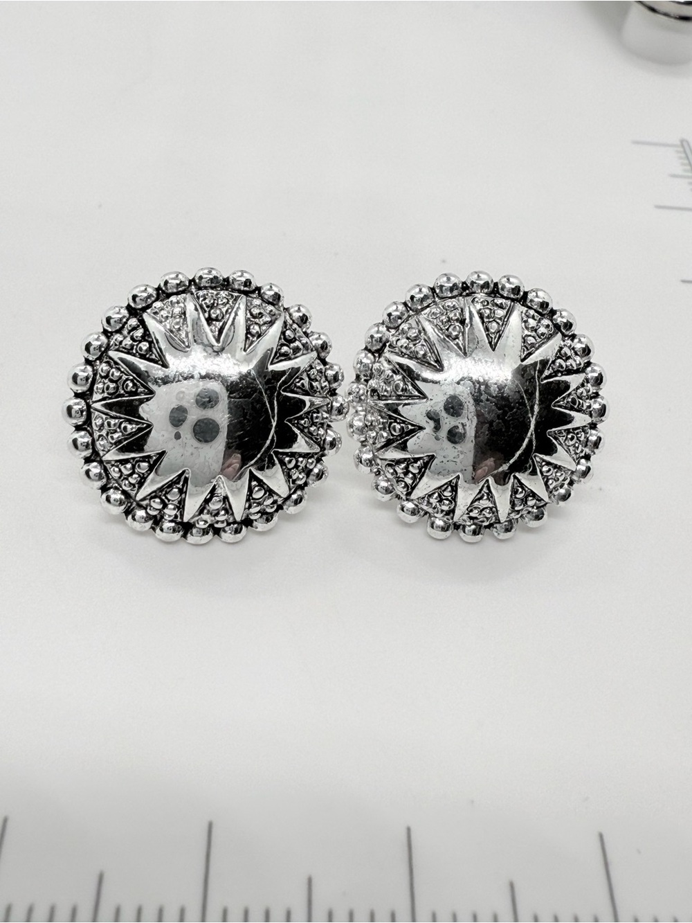 Napier Designer Silver Sunburst Round Stud Earrings - Women Jewelry